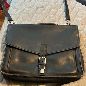 Black Leather Men's Coach laptop Briefcase